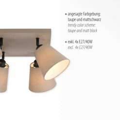 Lampes En Tissu-Luminaires Leuchten Direkt Plafonnier Leuchten-Direkt RIALA Taupe, 4 lumières