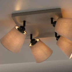 Lampes En Tissu-Luminaires Leuchten Direkt Plafonnier Leuchten-Direkt RIALA Taupe, 4 lumières
