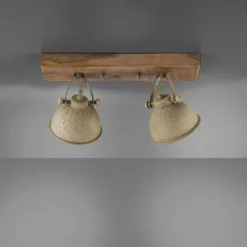 Lampes En Bois-Luminaires Leuchten Direkt Plafonnier Leuchten-Direkt SAMIA Bois foncé, 2 lumières