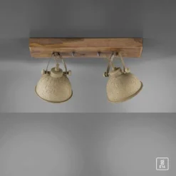 Lampes En Bois-Luminaires Leuchten Direkt Plafonnier Leuchten-Direkt SAMIA Bois foncé, 2 lumières