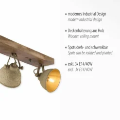 Lampes En Bois-Luminaires Leuchten Direkt Plafonnier Leuchten-Direkt SAMIA Bois foncé, 3 lumières