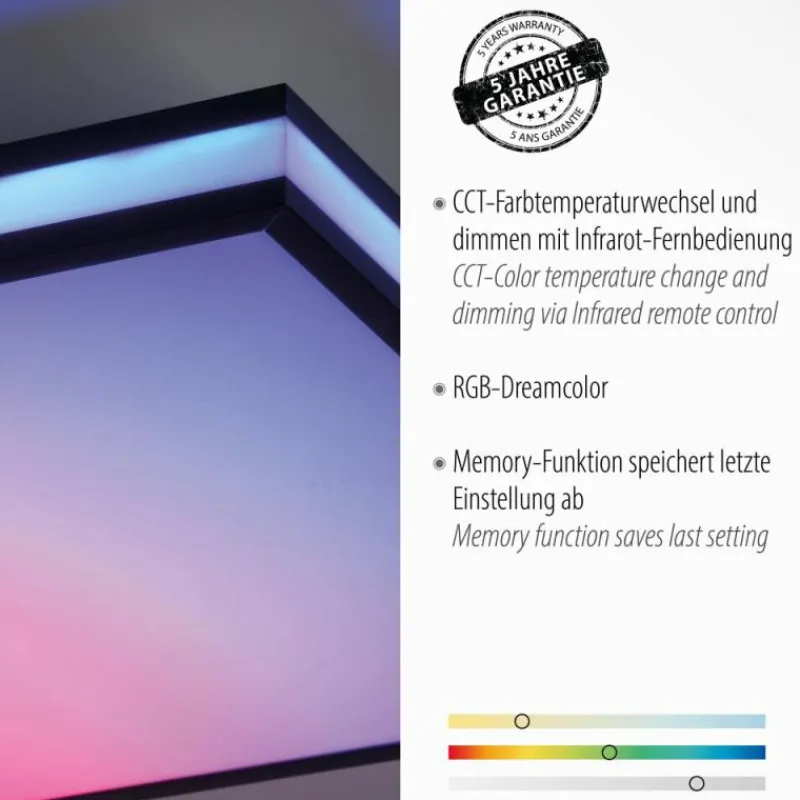 Luminaires Leuchten Direkt Plafonnier Leuchten-Direkt MARIO BLACK LED Noir, 1 lumière, Télécommandes, Changeur de couleurs* Éclairage Led