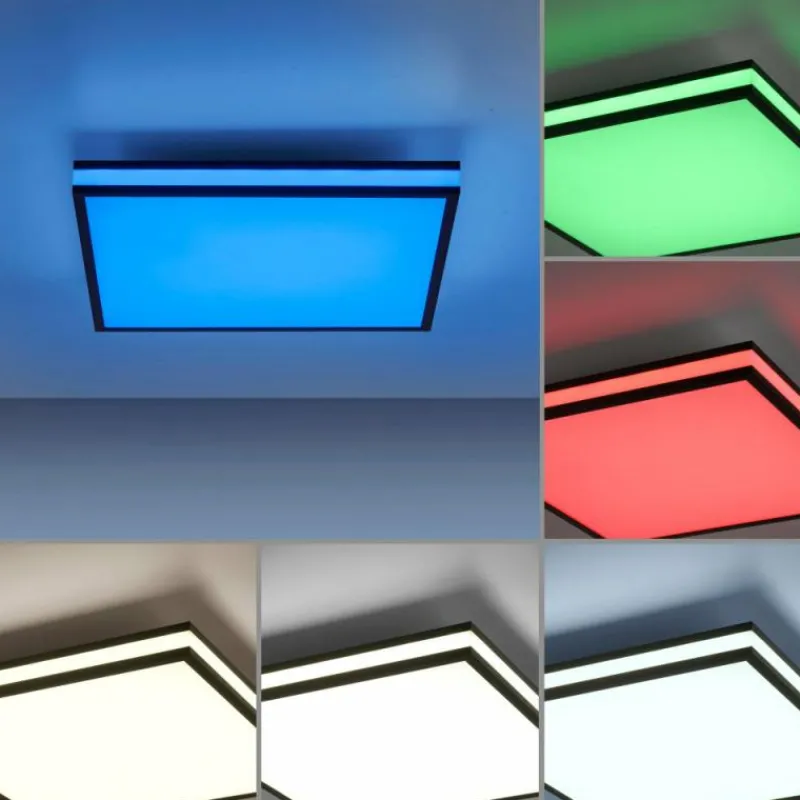 Luminaires Leuchten Direkt Plafonnier Leuchten-Direkt MARIO BLACK LED Noir, 1 lumière, Télécommandes, Changeur de couleurs* Éclairage Led