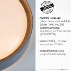 Lampes En Bois-Luminaires Leuchten Direkt Plafonnier Leuchten-Direkt EMILIA LED Gris, Écru, 1 lumière