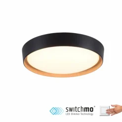 Lampes En Bois-Luminaires Leuchten Direkt Plafonnier Leuchten-Direkt EMILIA LED Écru, Noir, 1 lumière
