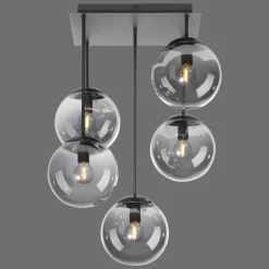 Suspension Verre Fumé-Luminaires Leuchten Direkt Plafonnier Leuchten-Direkt BIG WIDOW Noir, 5 lumières