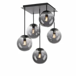 Suspension Verre Fumé-Luminaires Leuchten Direkt Plafonnier Leuchten-Direkt BIG WIDOW Noir, 5 lumières