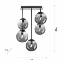 Suspension Verre Fumé-Luminaires Leuchten Direkt Plafonnier Leuchten-Direkt BIG WIDOW Noir, 5 lumières