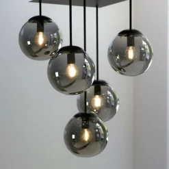 Suspension Verre Fumé-Luminaires Leuchten Direkt Plafonnier Leuchten-Direkt BIG WIDOW Noir, 5 lumières