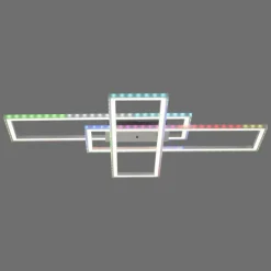 Luminaires Leuchten Direkt Plafonnier Leuchten-Direkt FELIX60 LED Acier brossé, 2 lumières, Télécommandes, Changeur de couleurs* Éclairage Led