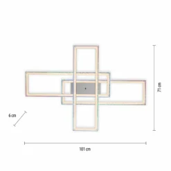 Luminaires Leuchten Direkt Plafonnier Leuchten-Direkt FELIX60 LED Acier brossé, 2 lumières, Télécommandes, Changeur de couleurs* Éclairage Led