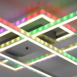 Luminaires Leuchten Direkt Plafonnier Leuchten-Direkt FELIX60 LED Acier brossé, 2 lumières, Télécommandes, Changeur de couleurs* Éclairage Led