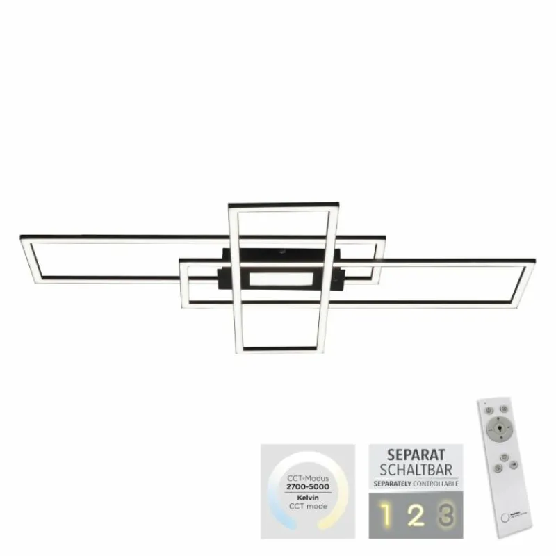 Luminaires Leuchten Direkt Plafonnier Leuchten-Direkt ASMIN LED Noir, 1 lumière, Télécommandes* Éclairage Led