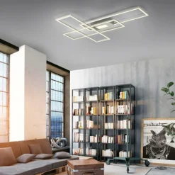 Luminaires Leuchten Direkt Plafonnier Leuchten-Direkt ASMIN LED Acier brossé, 1 lumière, Télécommandes* Éclairage Led