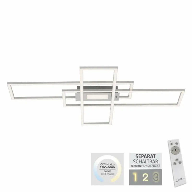 Luminaires Leuchten Direkt Plafonnier Leuchten-Direkt ASMIN LED Acier brossé, 1 lumière, Télécommandes* Éclairage Led