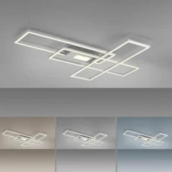 Luminaires Leuchten Direkt Plafonnier Leuchten-Direkt ASMIN LED Acier brossé, 1 lumière, Télécommandes* Éclairage Led