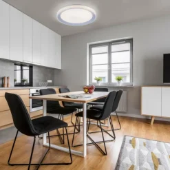 Luminaires Leuchten Direkt Plafonnier Leuchten-Direkt LOLAsmart-LENI LED Argenté, 1 lumière, Télécommandes, Changeur de couleurs