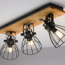 Lampes Vintages & Rétros-Luminaires Leuchten Direkt Plafonnier Leuchten-Direkt TARO Écru, Noir, 3 lumières