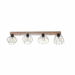 Lampes Vintages & Rétros-Luminaires Leuchten Direkt Plafonnier Leuchten-Direkt KASKA Couleur bois, Noir, 4 lumières