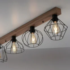 Lampes Vintages & Rétros-Luminaires Leuchten Direkt Plafonnier Leuchten-Direkt KASKA Couleur bois, Noir, 4 lumières
