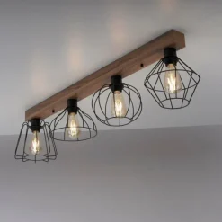 Lampes Vintages & Rétros-Luminaires Leuchten Direkt Plafonnier Leuchten-Direkt KASKA Couleur bois, Noir, 4 lumières