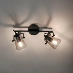 Suspension Verre Fumé-Luminaires Leuchten Direkt Plafonnier Leuchten-Direkt TINULA Noir, 2 lumières