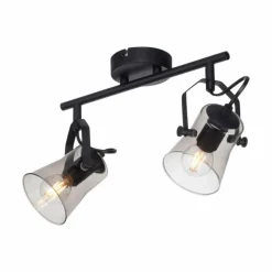 Suspension Verre Fumé-Luminaires Leuchten Direkt Plafonnier Leuchten-Direkt TINULA Noir, 2 lumières