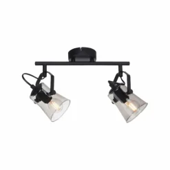 Suspension Verre Fumé-Luminaires Leuchten Direkt Plafonnier Leuchten-Direkt TINULA Noir, 2 lumières