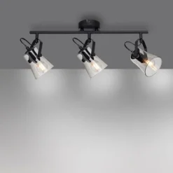 Suspension Verre Fumé-Luminaires Leuchten Direkt Plafonnier Leuchten-Direkt TINULA Noir, 3 lumières