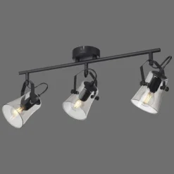 Suspension Verre Fumé-Luminaires Leuchten Direkt Plafonnier Leuchten-Direkt TINULA Noir, 3 lumières