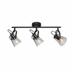 Suspension Verre Fumé-Luminaires Leuchten Direkt Plafonnier Leuchten-Direkt TINULA Noir, 3 lumières