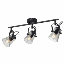 Suspension Verre Fumé-Luminaires Leuchten Direkt Plafonnier Leuchten-Direkt TINULA Noir, 3 lumières