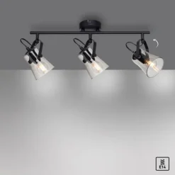 Suspension Verre Fumé-Luminaires Leuchten Direkt Plafonnier Leuchten-Direkt TINULA Noir, 3 lumières