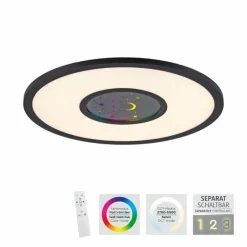 Luminaires Leuchten Direkt Plafonnier Leuchten-Direkt ASTRO LED Noir, 2 lumières, Télécommandes, Changeur de couleurs* Éclairage Led