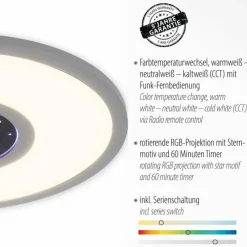 Luminaires Leuchten Direkt Plafonnier Leuchten-Direkt ASTRO LED Noir, 2 lumières, Télécommandes, Changeur de couleurs* Éclairage Led