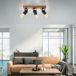 Lampes En Bois-Luminaires Leuchten Direkt Plafonnier Leuchten-Direkt CANOP Écru, Noir, 3 lumières