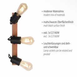 Lampes En Bois-Luminaires Leuchten Direkt Plafonnier Leuchten-Direkt CANOP Écru, Noir, 3 lumières