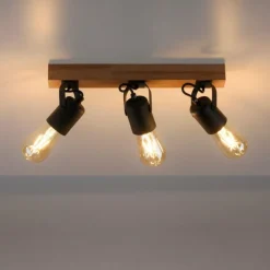 Lampes En Bois-Luminaires Leuchten Direkt Plafonnier Leuchten-Direkt CANOP Écru, Noir, 3 lumières