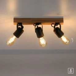 Lampes En Bois-Luminaires Leuchten Direkt Plafonnier Leuchten-Direkt CANOP Écru, Noir, 3 lumières