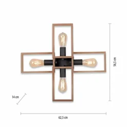 Lampes Vintages & Rétros-Luminaires Leuchten Direkt Plafonnier Leuchten-Direkt FRANKY Noir, 4 lumières