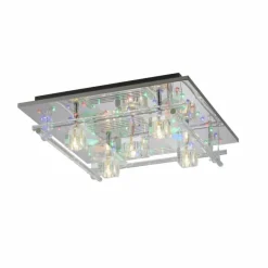 Luminaires Leuchten Direkt Plafonnier Leuchten-Direkt KEMAL2.0 LED Acier brossé, 68 lumières, Télécommandes, Changeur de couleurs
