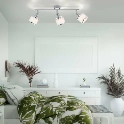 Lampes En Tissu-Luminaires Leuchten Direkt Plafonnier Leuchten-Direkt ACCOR Argenté, 3 lumières