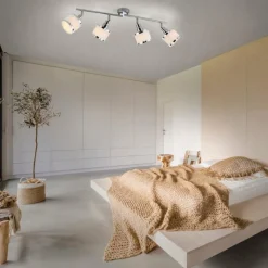 Lampes En Tissu-Luminaires Leuchten Direkt Plafonnier Leuchten-Direkt ACCOR Argenté, 4 lumières