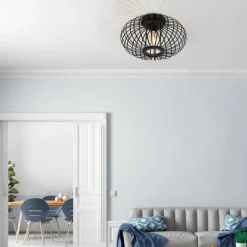 Style Boho-Chic-Luminaires Leuchten Direkt Plafonnier LeuchtenDirekt RACOON Noir, 1 lumière