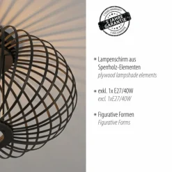 Style Boho-Chic-Luminaires Leuchten Direkt Plafonnier LeuchtenDirekt RACOON Noir, 1 lumière