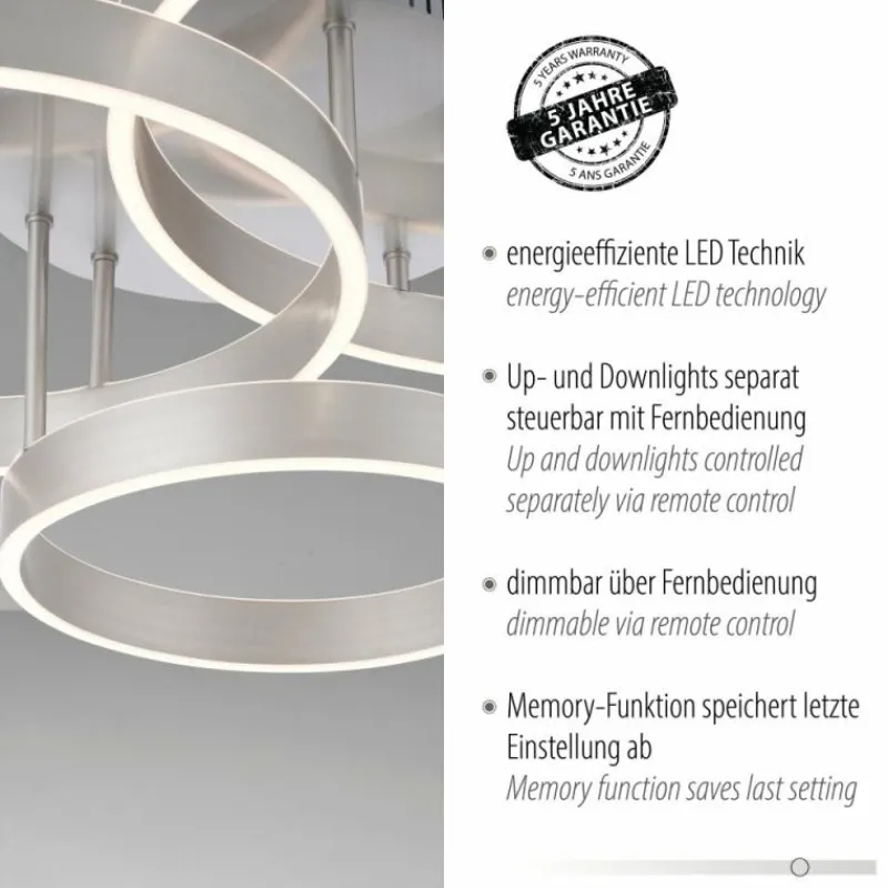 Luminaires Leuchten Direkt Plafonnier Leuchten-Direkt LILLUTI LED Argenté, 2 lumières, Télécommandes* Éclairage Led