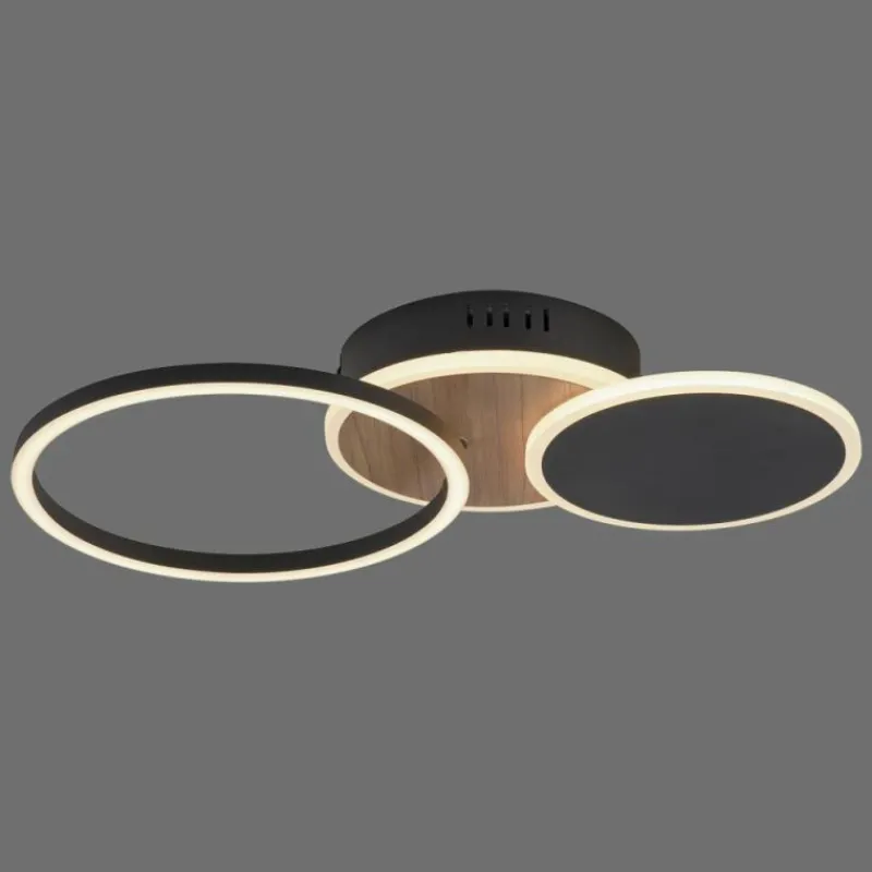 Lampes En Bois-Luminaires Leuchten Direkt Plafonnier Leuchten-Direkt SEVENT LED Couleur bois, Noir, 1 lumière