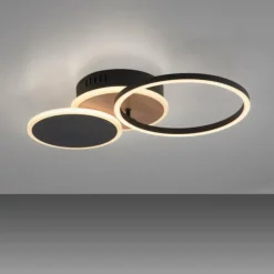 Lampes En Bois-Luminaires Leuchten Direkt Plafonnier Leuchten-Direkt SEVENT LED Couleur bois, Noir, 1 lumière