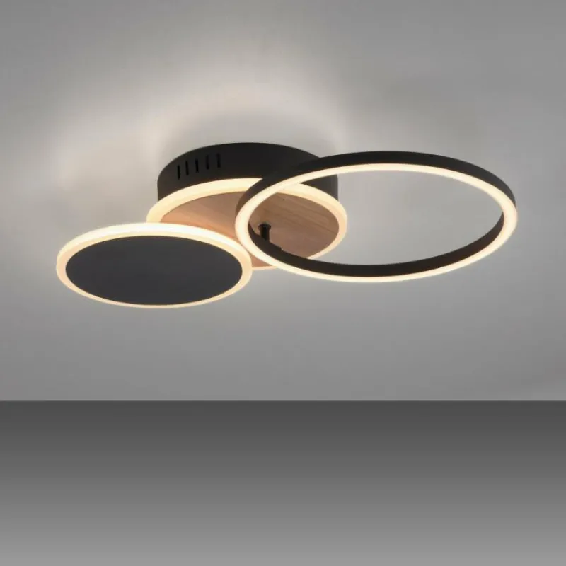 Lampes En Bois-Luminaires Leuchten Direkt Plafonnier Leuchten-Direkt SEVENT LED Couleur bois, Noir, 1 lumière