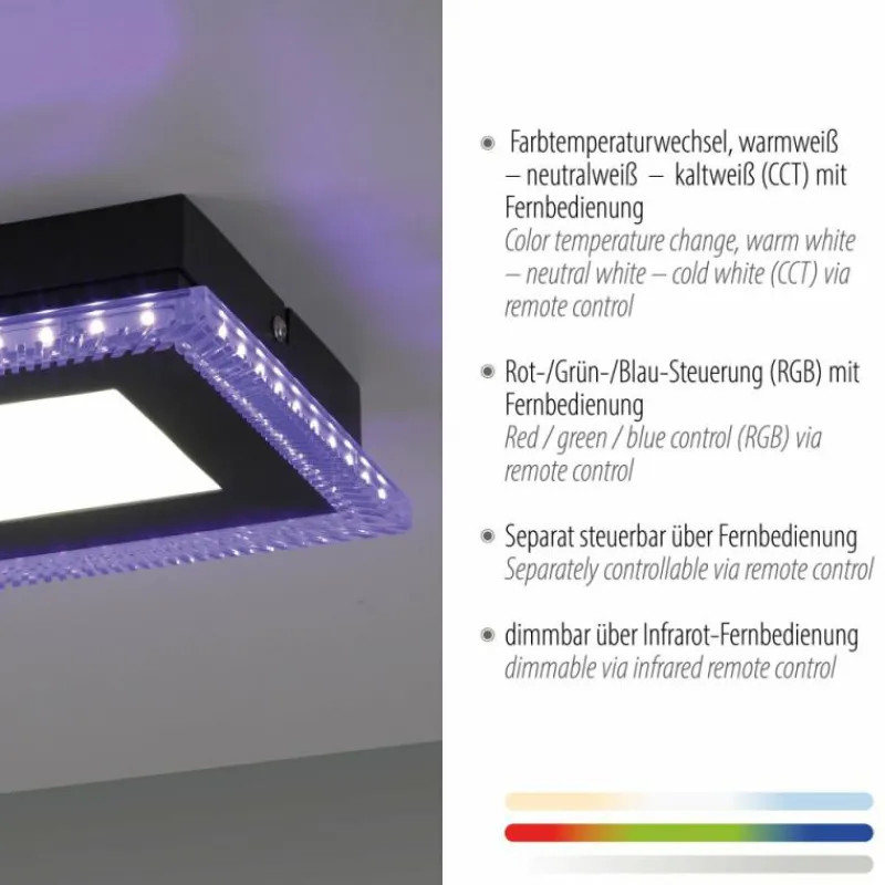 Luminaires Leuchten Direkt Plafonnier Leuchten-Direkt ACRI LED Noir, 2 lumières, Télécommandes* Éclairage Led
